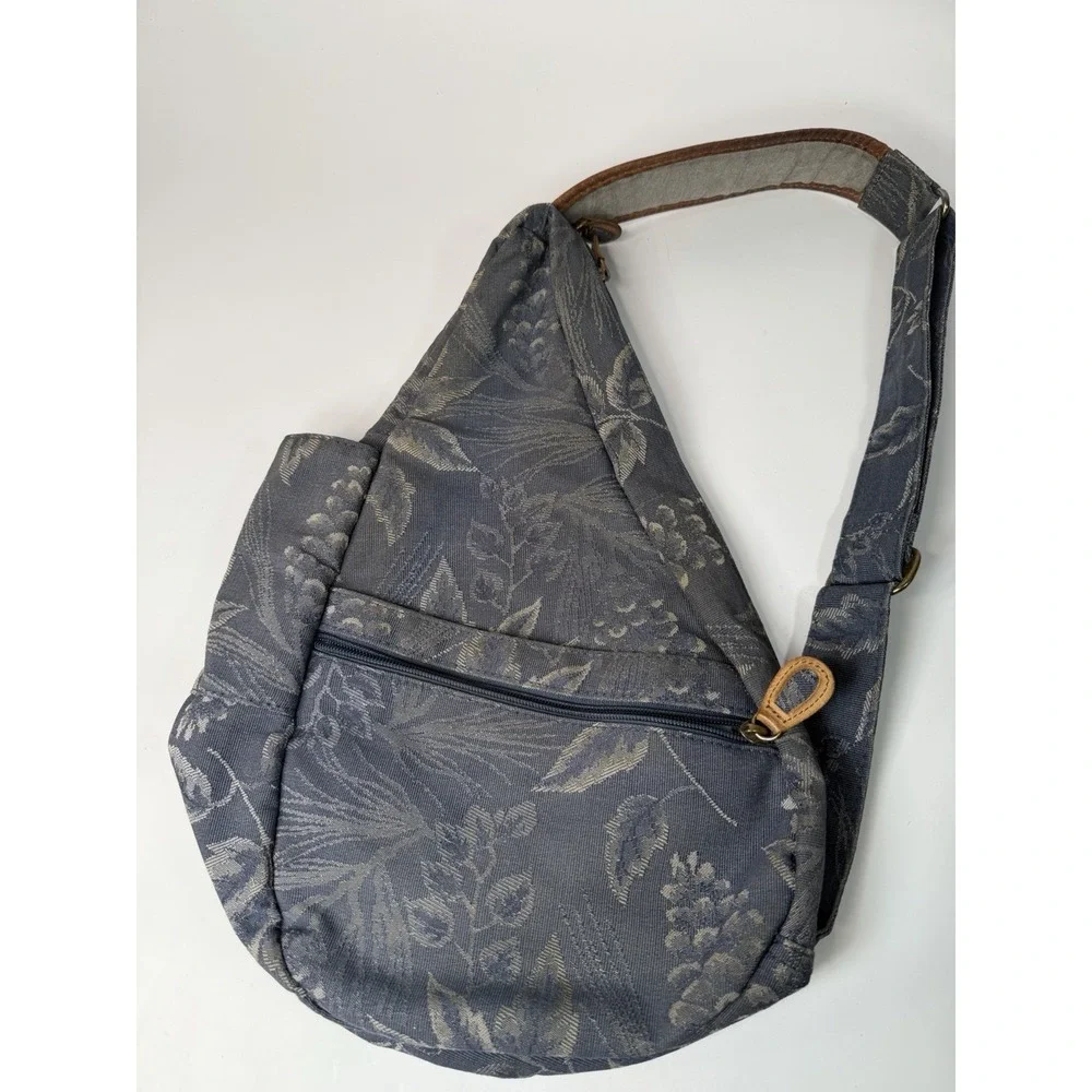 Vintage LL Bean AmeriBag Sling Backpack Purse Tapestry LeatherTrim